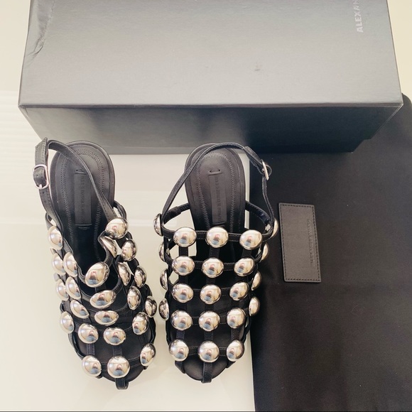 Alexander Wang Black Rubie Pearl Leather Slingback Sandals 5 - Picture 3 of 7